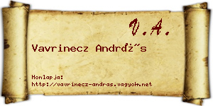 Vavrinecz András névjegykártya